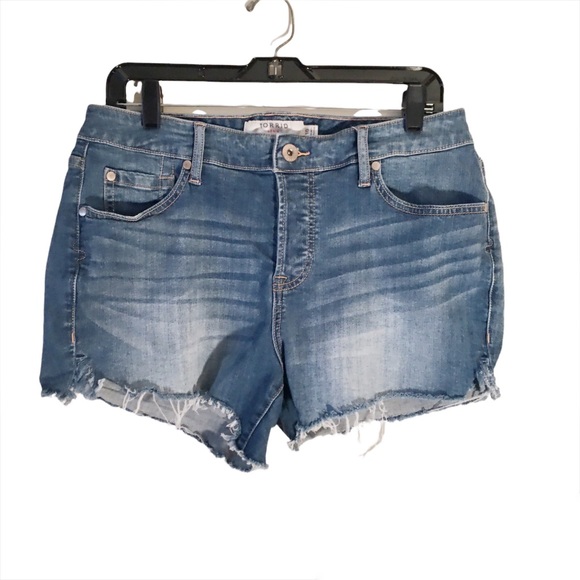 torrid Pants - Torrid Womens Mid Rise Cotton Raw Hem Jean Shorts Button Fly Size 10